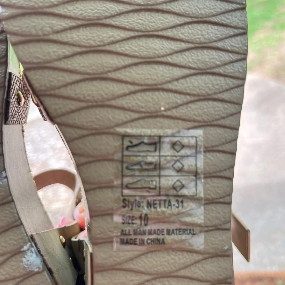 Yoki Beige Wedges with Buckle Strap. 10